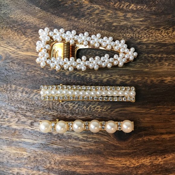 Octa Kii Accessories - Faux Pearl/Rhinestone Embellish Alligator Clip Set